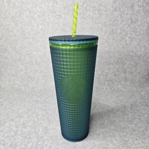 Starbucks Green Jelly Grid Soft Touch Tumbler Cold Cup 2022 Limited Edition 24oz